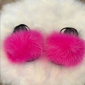 Toddler fox fur slippers